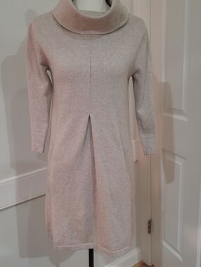 Tyler Boe Kim Cotton Cashmere Women's Beige Cowl Neck Dress - Size XS
